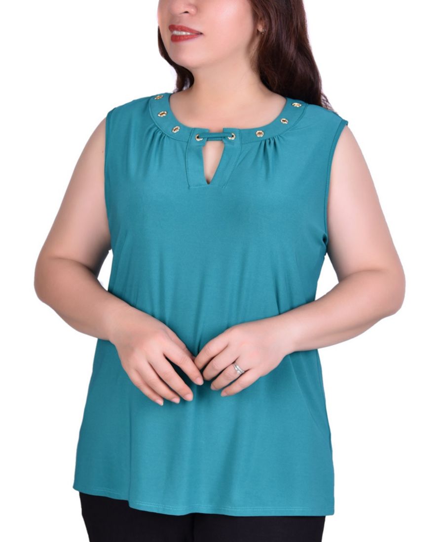

Топ без рукавов большого размера с люверсами NY Collection, Teal