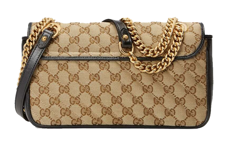 Сумка через плечо GUCCI Trumpets Ebony & Black из канваса с кожаными деталями — фото 2