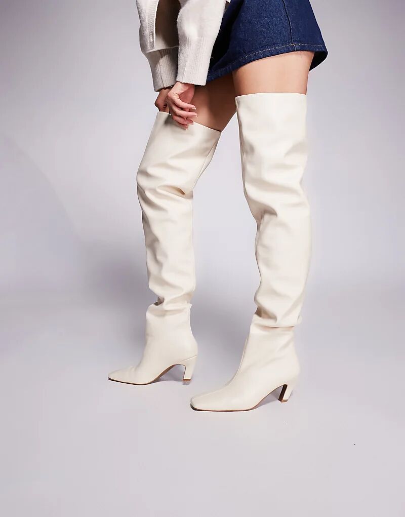 Сапоги Kayla с открытым носком и широкими резинками ASOS DESIGN цвета пахты — фото 4