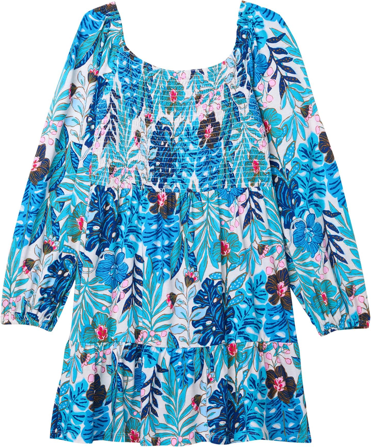 

Платье Lilly Pulitzer Kids Mini Jilly Long Sleeved Dress, цвет Breezy Aqua Best Fronds Forever