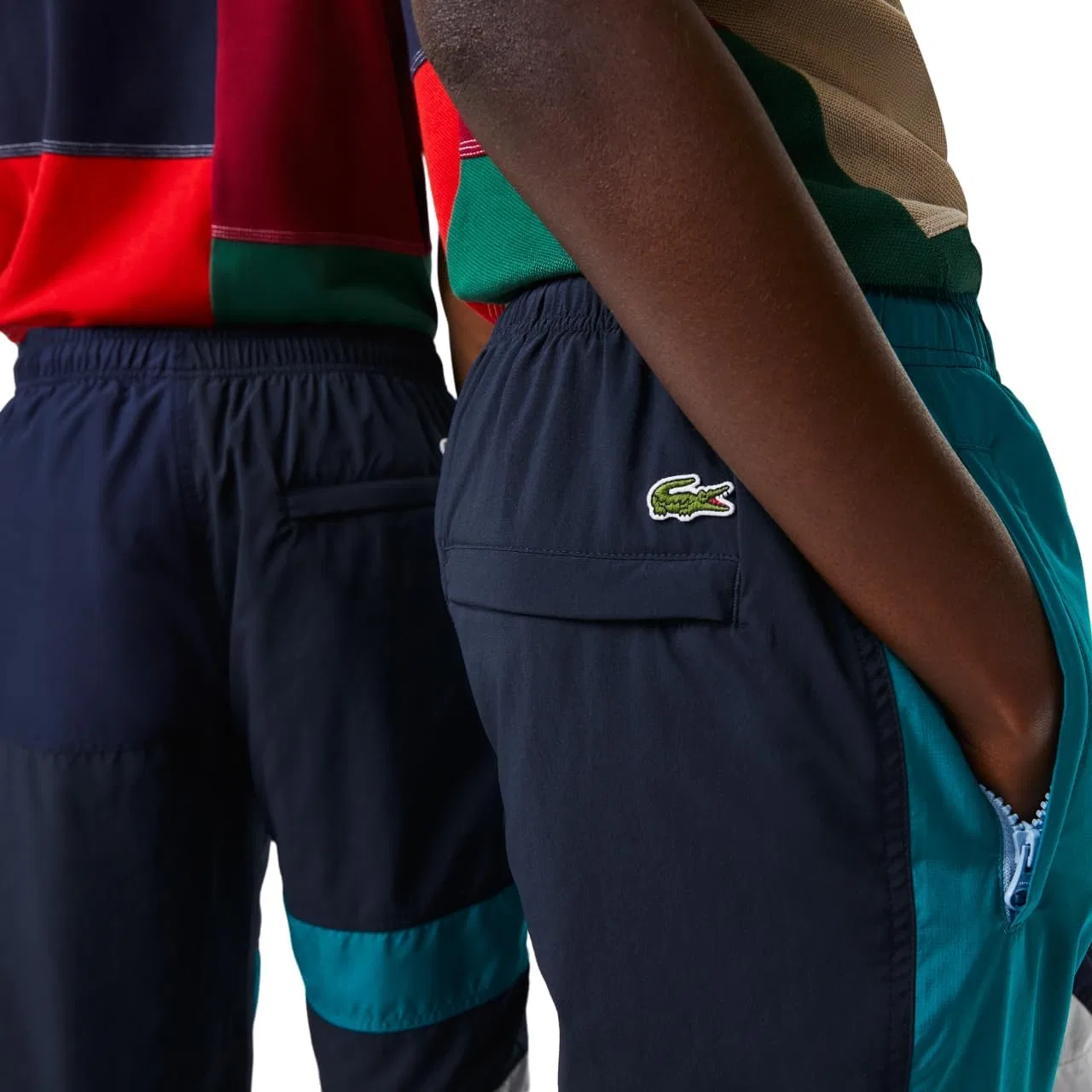 Мужские и унисекс спортивные брюки Lacoste Holiday с водоотталкивающей отделкой и лоскутным дизайном — фото 4