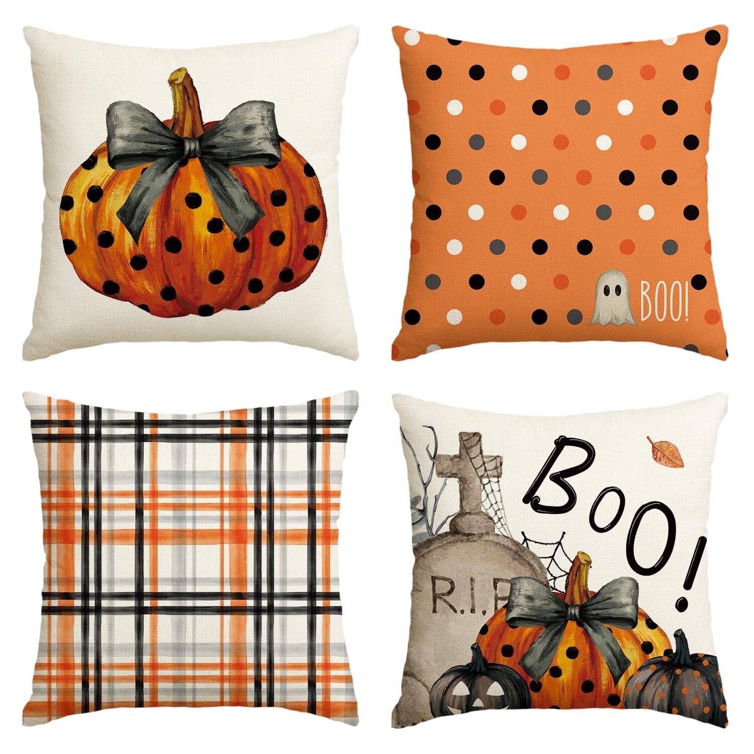 

Наволочки для подушек в горошек Sm:)e Halloween Boo, 4 предмета