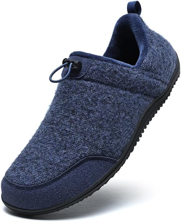 

Мужские домашние тапочки Soft Time TOY, слипоны, зимние, теплые, полностью с меховой подкладкой, для дома и улицы, пушистые, широкие лоферы с противоскользящей резиновой подошвой, синий