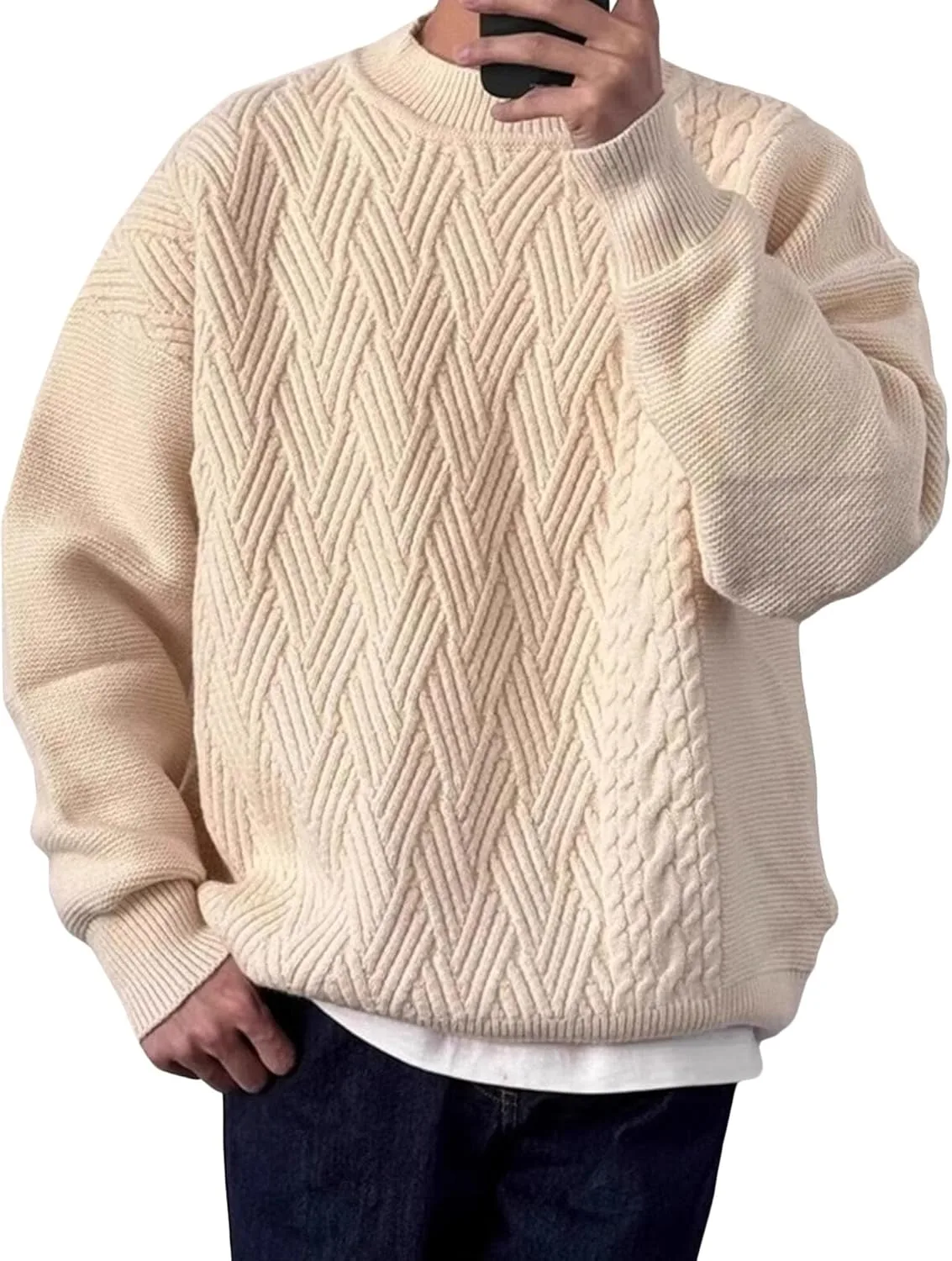 

Мужской повседневный свитер с фактурной вязкой