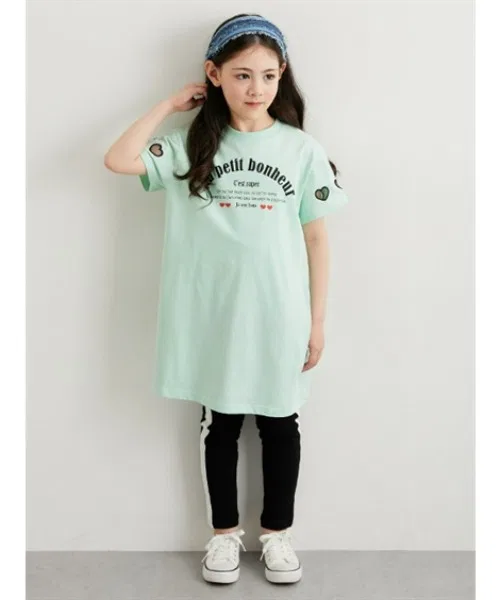 Детское платье с сердечками и карманами QUNTSTYLE мятное