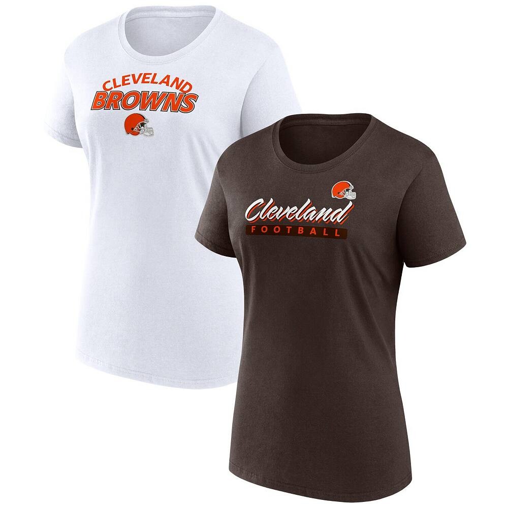 

Женский комплект из двух футболок коричневого/белого цвета с логотипом Fanatics Cleveland Browns Risk, цвет Brn Brown