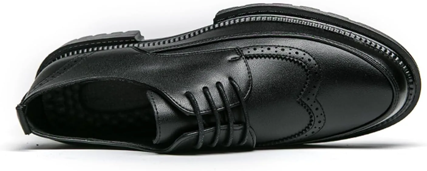 Мужские броги с массивным каблуком на платформе, классические оксфорды на шнуровке для работы, офиса и свадьбы Abborora, черный — фото 3