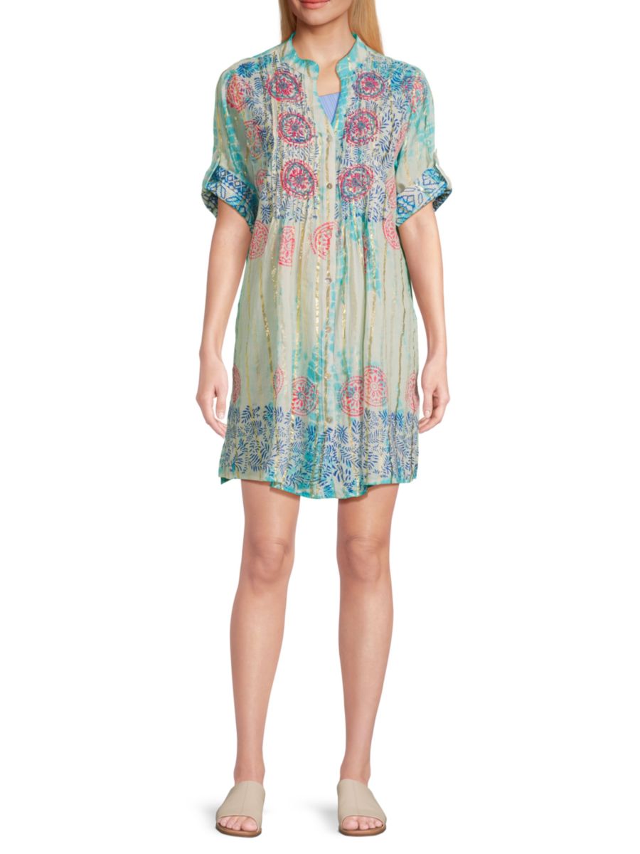 

Мини-платье из хлопкового набивного рисунка La Moda Clothing, цвет Turquoise
