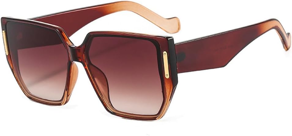 

Большие солнцезащитные очки неправильной формы для женщин с градиентным переходом цвета, защита от УФ-излучения UV400, ретро-очки для мужчин в стиле панк HCPIHF, Tea Tea Gradient