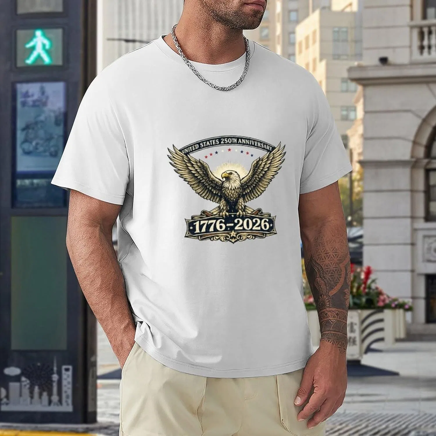 Мужская футболка с принтом, хлопковая, White-style-1 — фото 2
