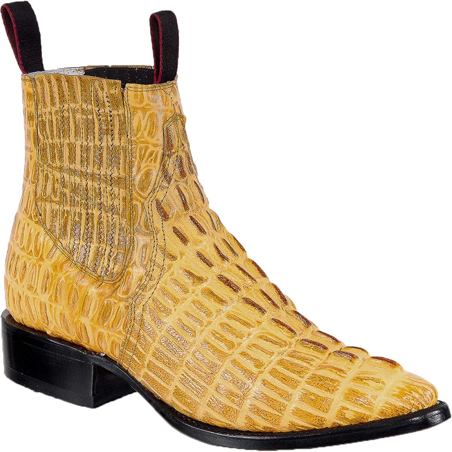 

Мужские кожаные ковбойские ботинки Western с коротким голенищем, змеиным/крокодиловым принтом, модель J Toe The Western Shops, Mustard
