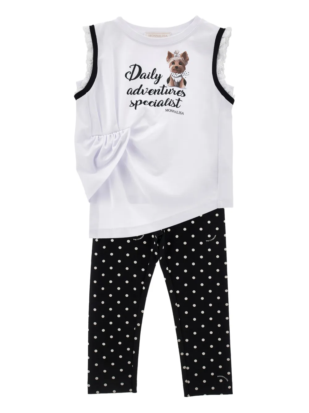 

Комплект из топа и брюк в горох Monnalisa, белый