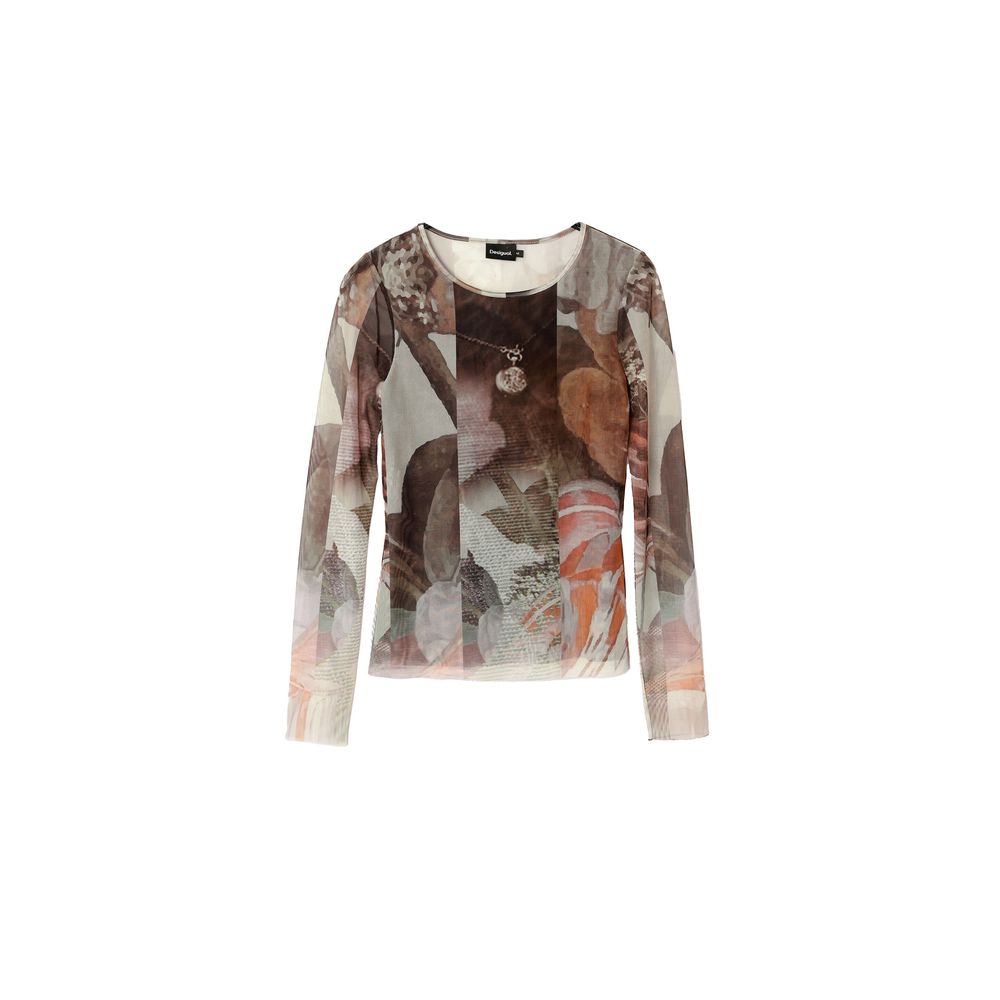 

Коричневые полиэстеровые топ и футболка Desigual