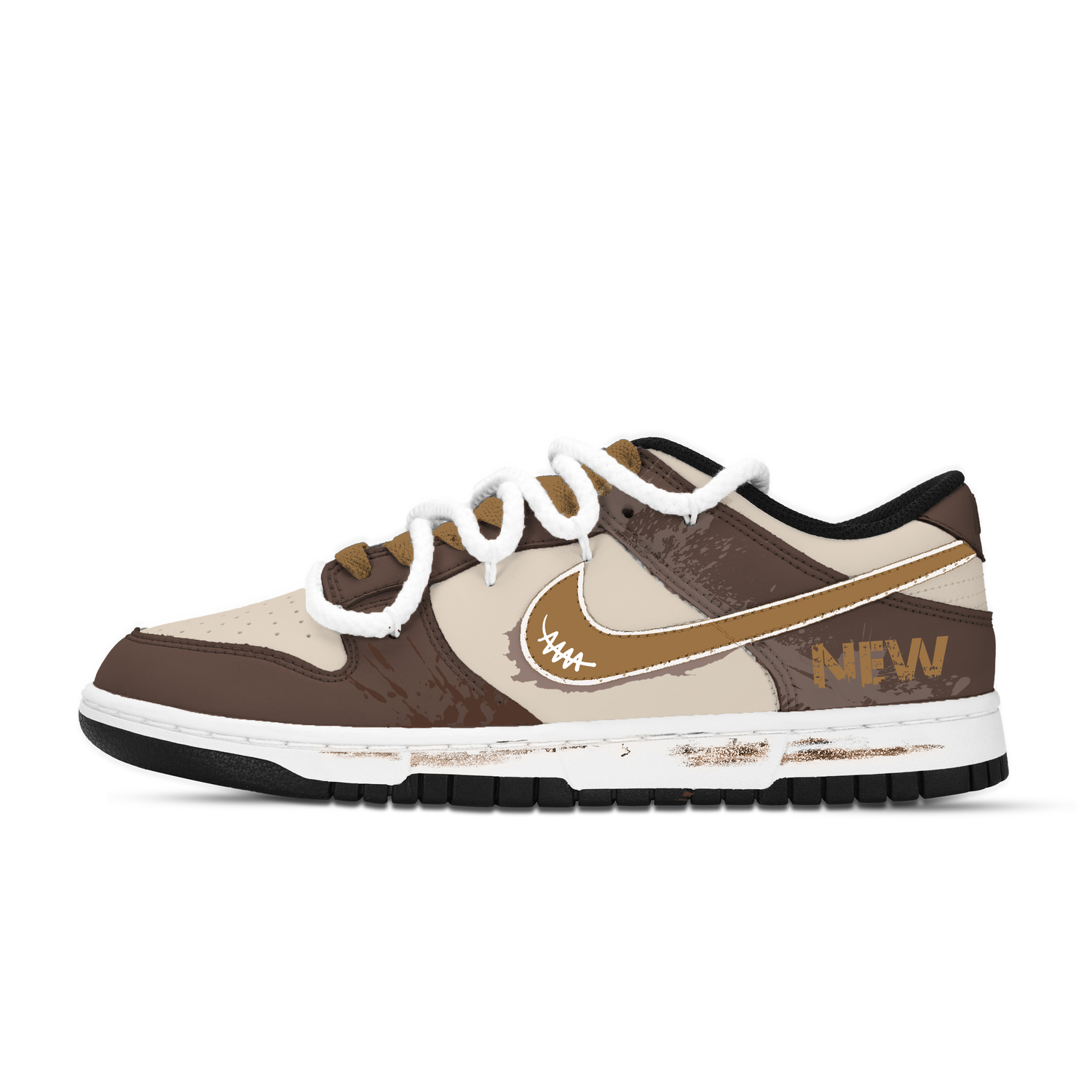 

Nike Траектория Dunk Time нескользящие устойчивые к истиранию низкие скейтбордные кроссовки унисекс черный желтый коричневый, цвет Black Yellow Brown