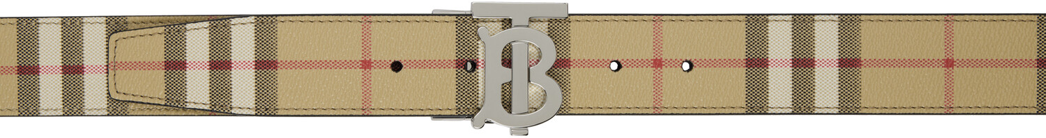 

Ремень TB из кожи в бежево-черную клетку Burberry