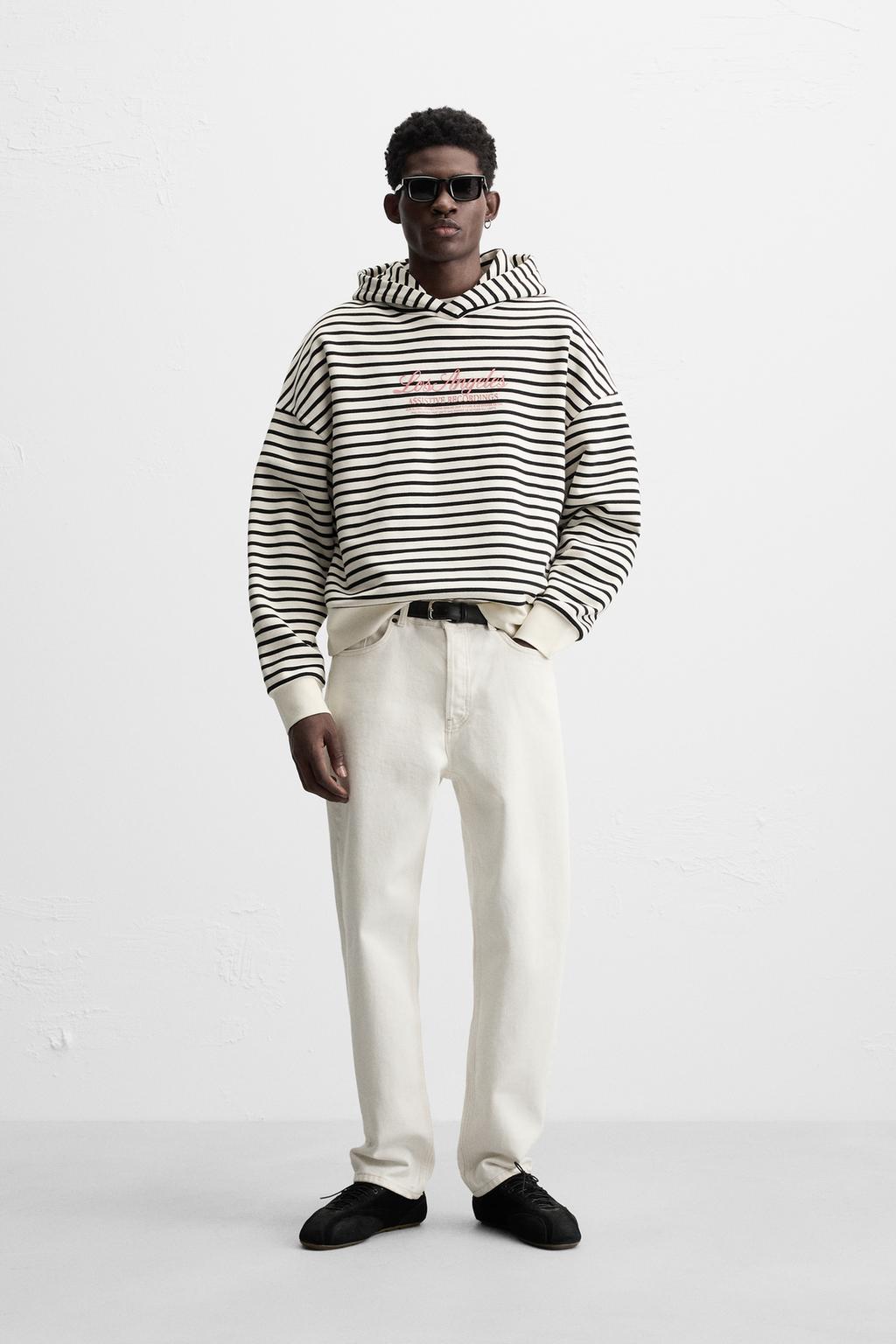 

Полосатая толстовка со слоганом ZARA, цвет White/Navy