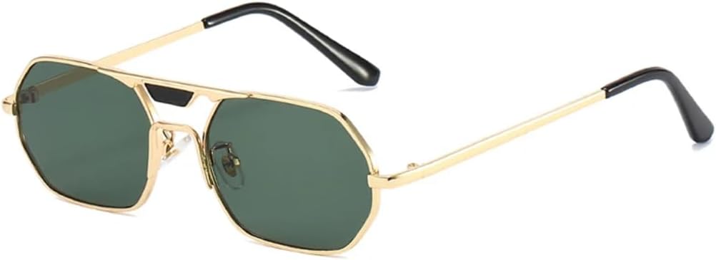 

Популярные модные женские солнцезащитные очки с двойной перемычкой, многоугольными и квадратными металлическими линзами, ретро-градиентные, с защитой от УФ-излучения UV400, модные мужские очки TVTBBVV, Golden Dark Green