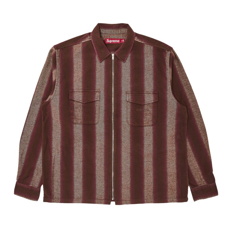 

Рубашка Supreme Stripe Flannel Zip Up 'Brown', коричневый