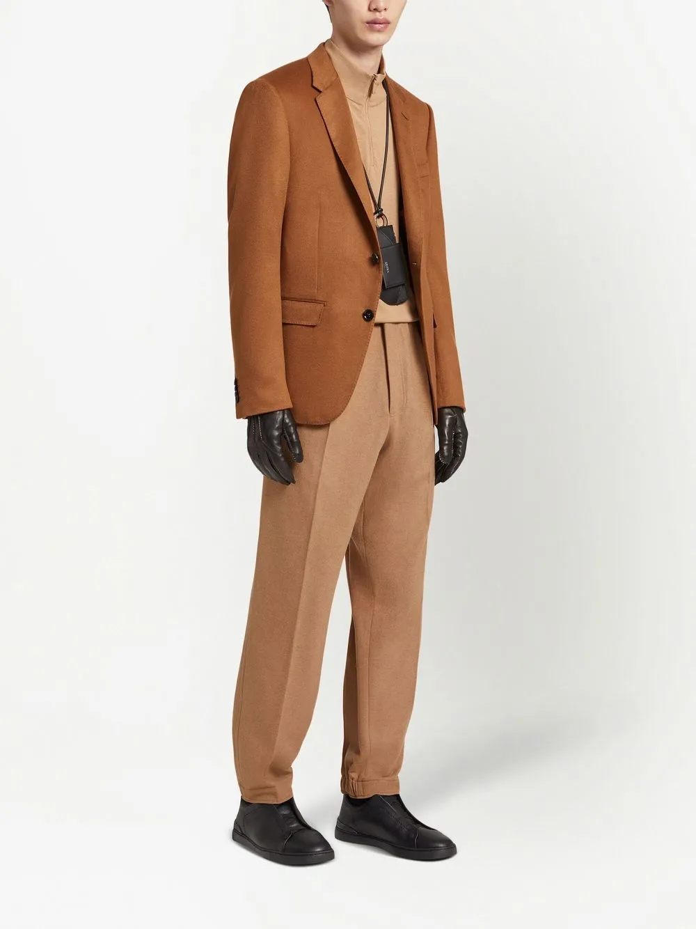 

Трикотажный джемпер с высоким воротником Zegna, бежевый