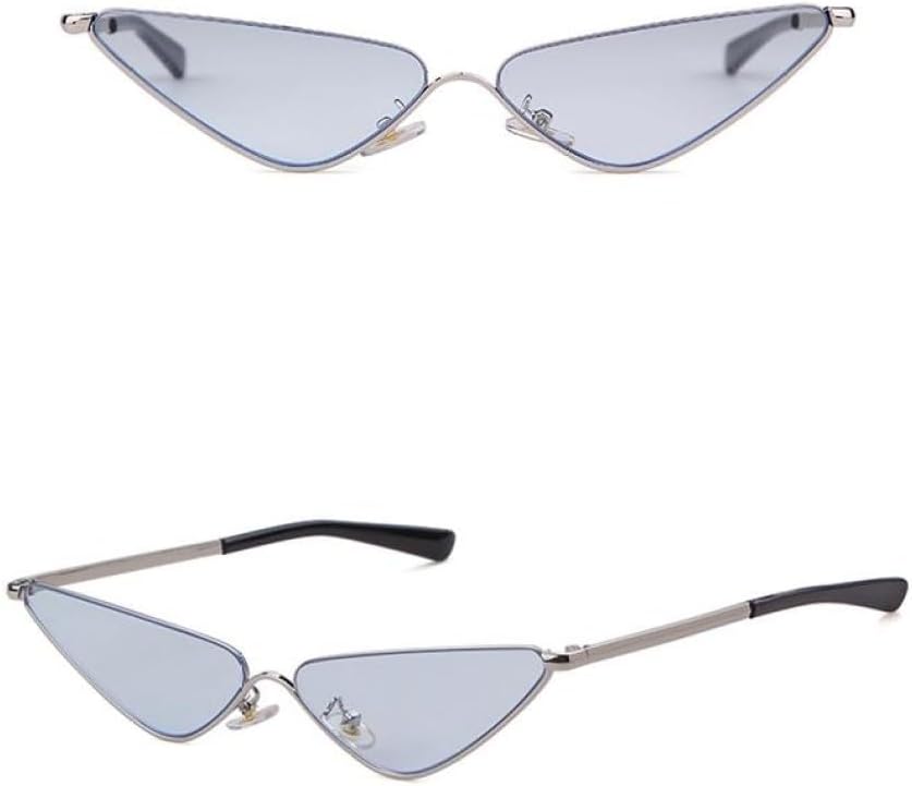 

Винтажные металлические тонкие солнцезащитные очки 2027 года для женщин, треугольная оправа, модные солнцезащитные очки с линзами «кошачий глаз» и «океанский» MTZJH, C6 Blue