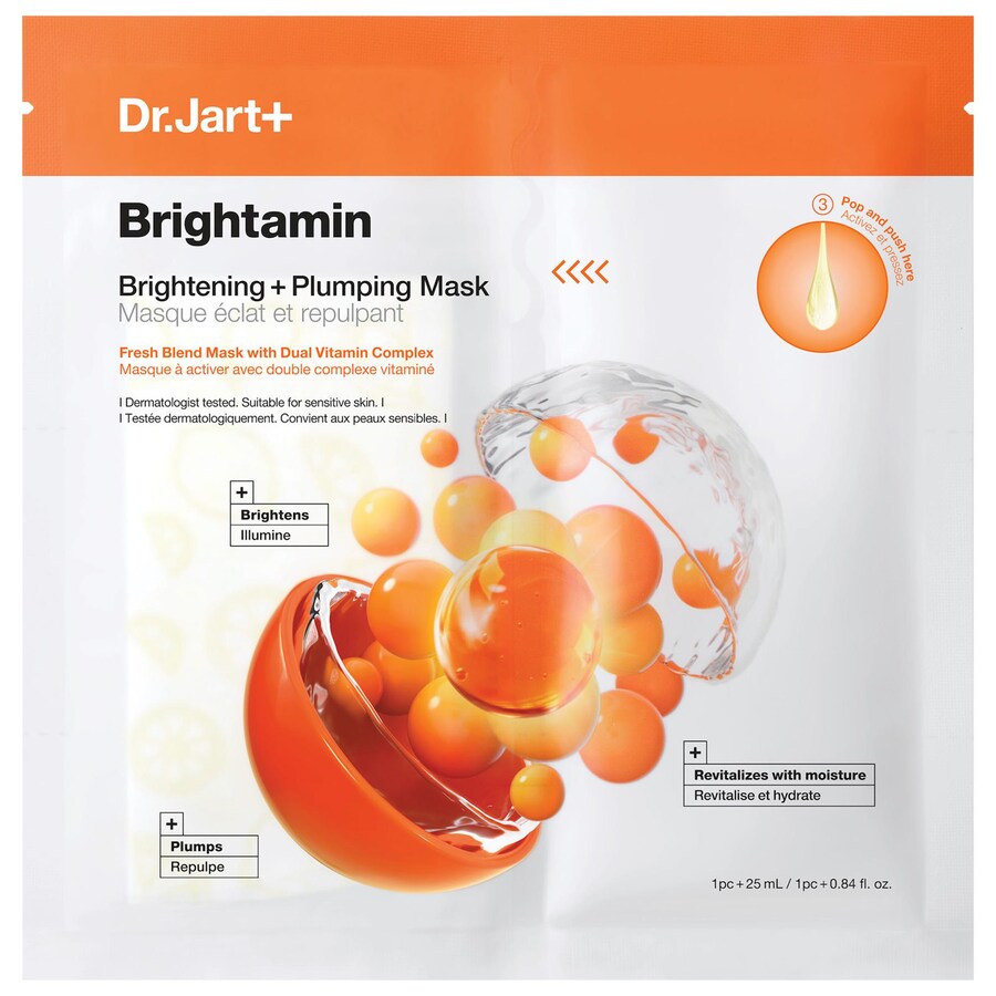 

Осветляющая и разглаживающая маска для лица Brightamin с витамином С Dr. Jart+, 0.84 oz /25 mL