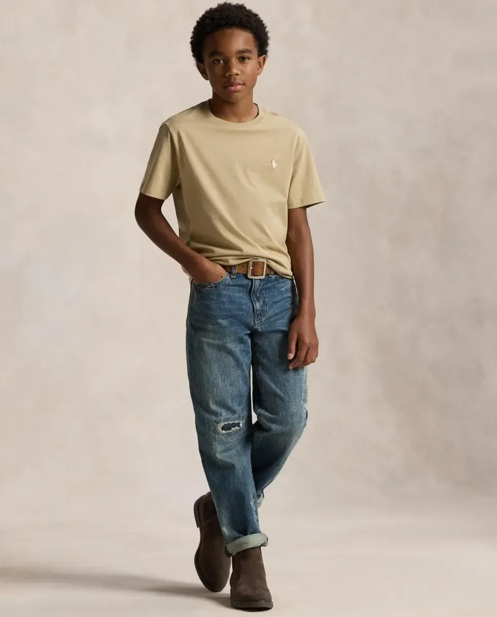 Детская футболка из трикотажного хлопка Polo Ralph Lauren, бежевый — фото 2