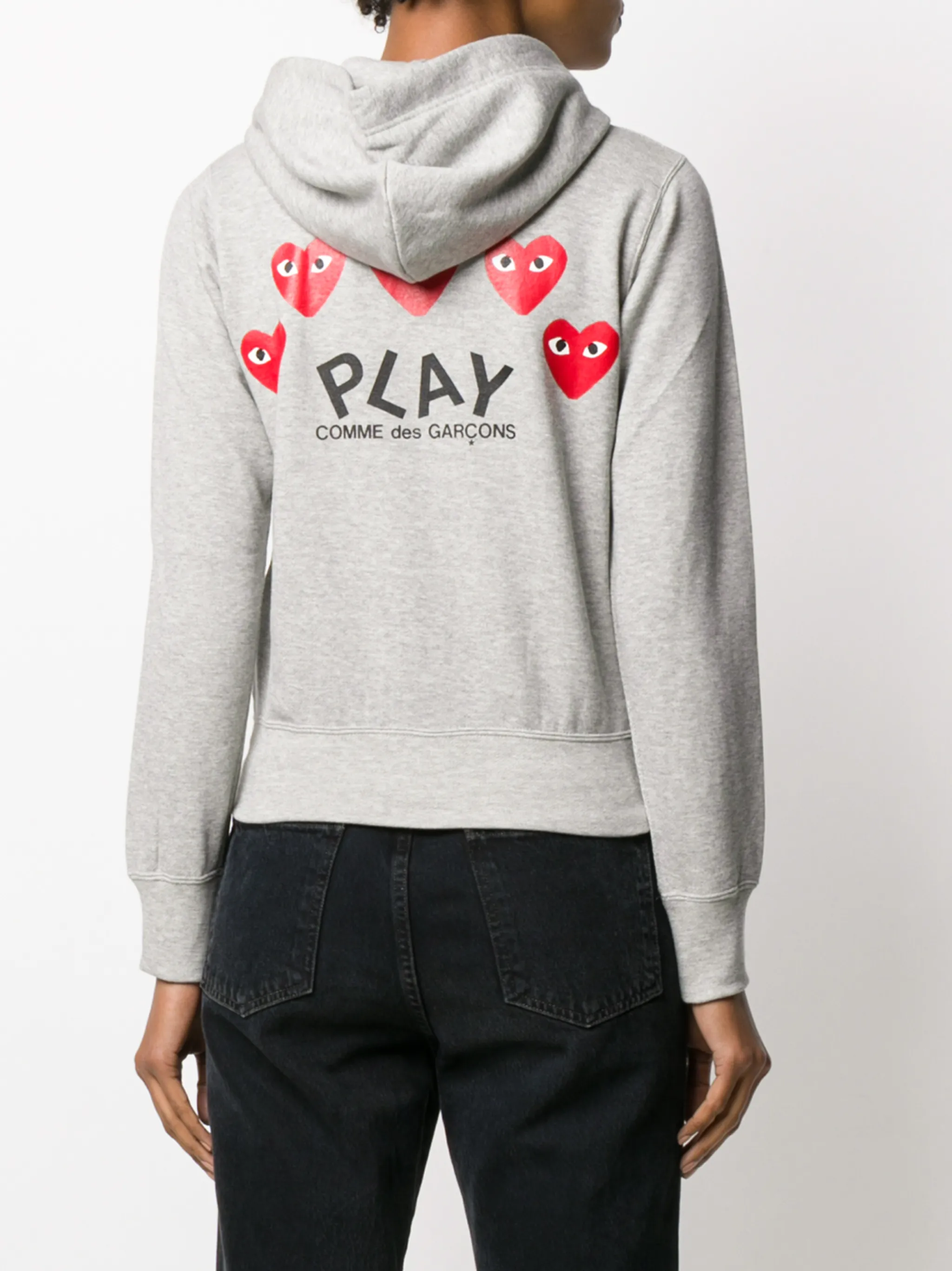Худи на молнии с нашивкой Comme Des Garçons Play, серый — фото 4