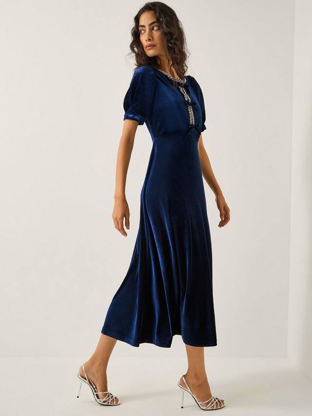 

Платье миди Celeste из вельвета Monsoon, Navy