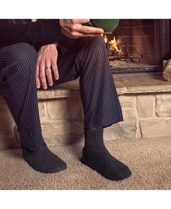 Мужские шерстяные тапочки-носки Morty Ragg, темно-синие, XL (11,5-12,5) MUK LUKS, черный — фото 4
