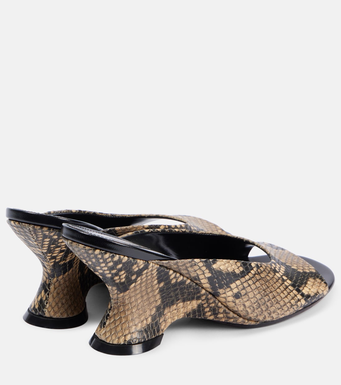 Мюли из кожи с эффектом змеиной кожи Dries Van Noten, бежевый — фото 2