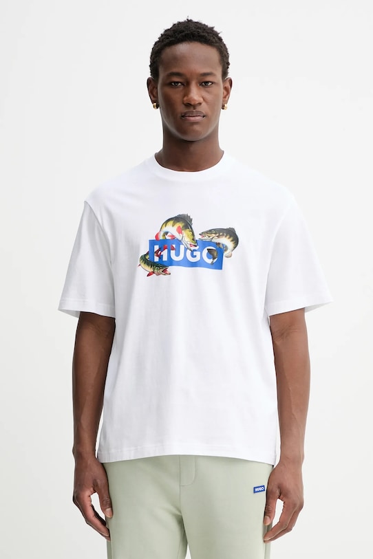 

Хлопковая футболка HUGO Blue nalotrix, белый