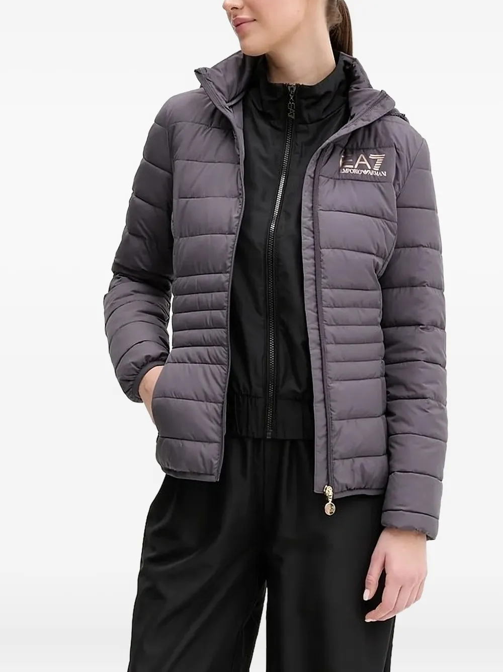 

Стеганая куртка с логотипом Ea7 Emporio Armani, серый