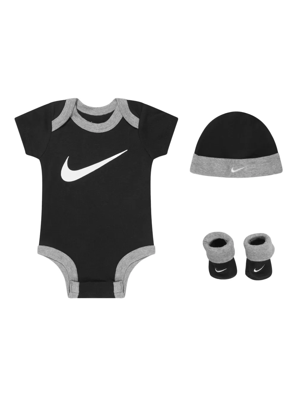 

Комплект из боди, шапки и пинеток с принтом Nike Kids, черный