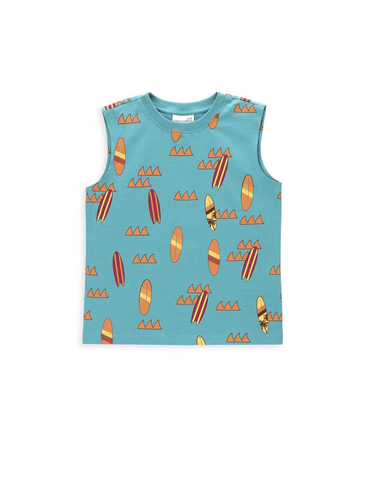 

Футболка без рукавов синего цвета Coccodrillo