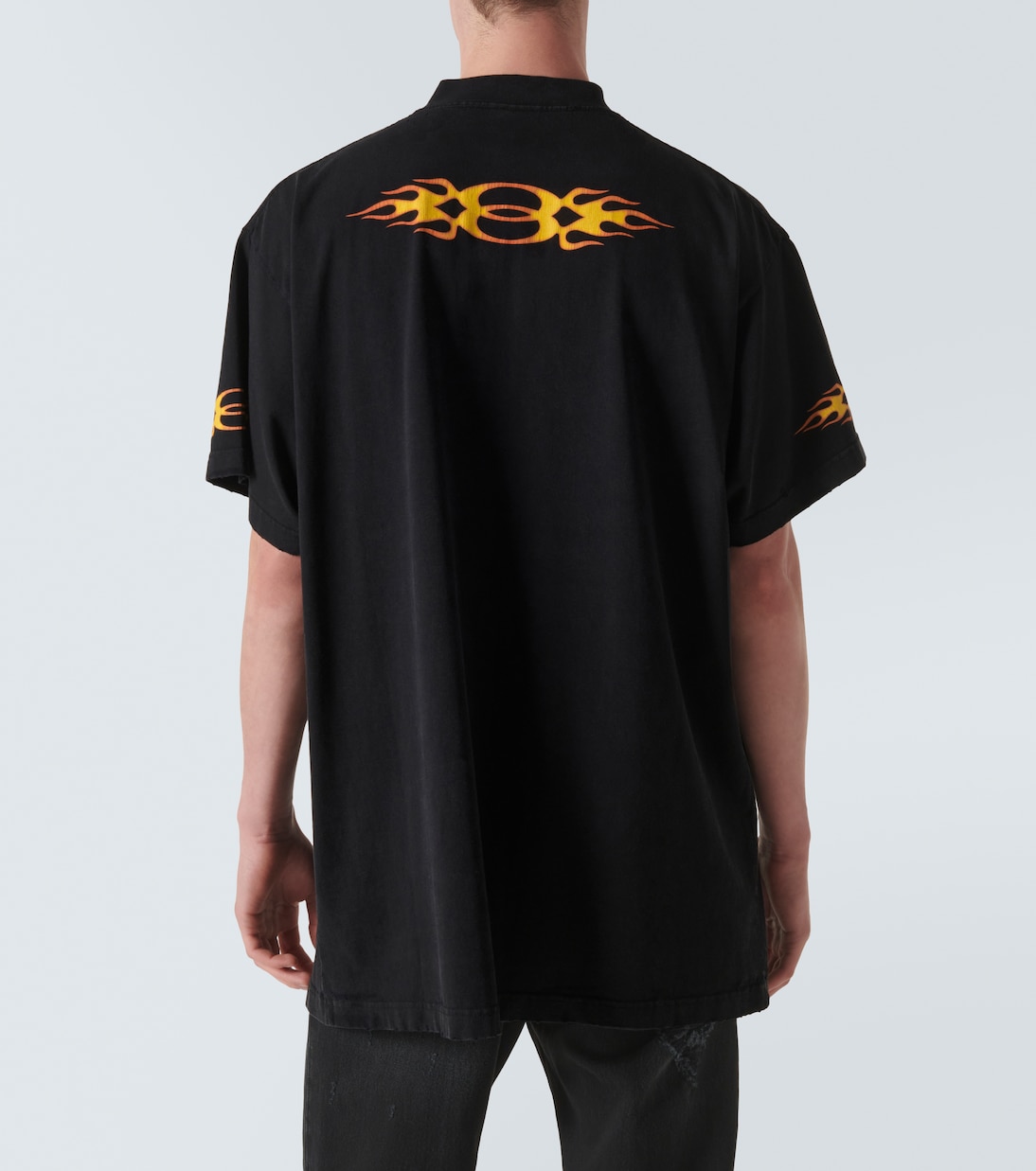 Футболка из хлопкового джерси с большим логотипом Balenciaga, Washed Out Black — фото 4