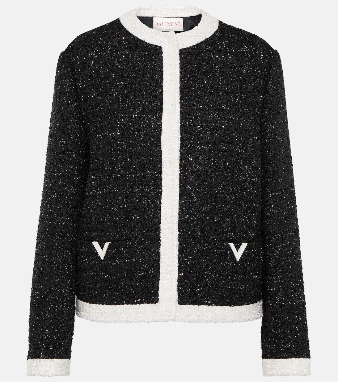 

Твидовый пиджак из ламе Valentino, черный