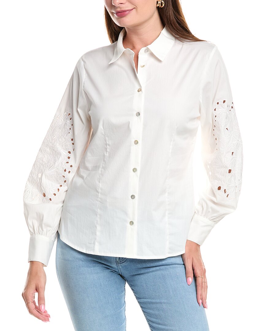 

T Tahari Блузка с вышивкой, белый