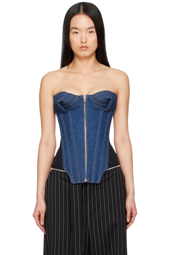 

Корсет из денима «The Bi-Material» синего и черного цветов Jean Paul Gaultier