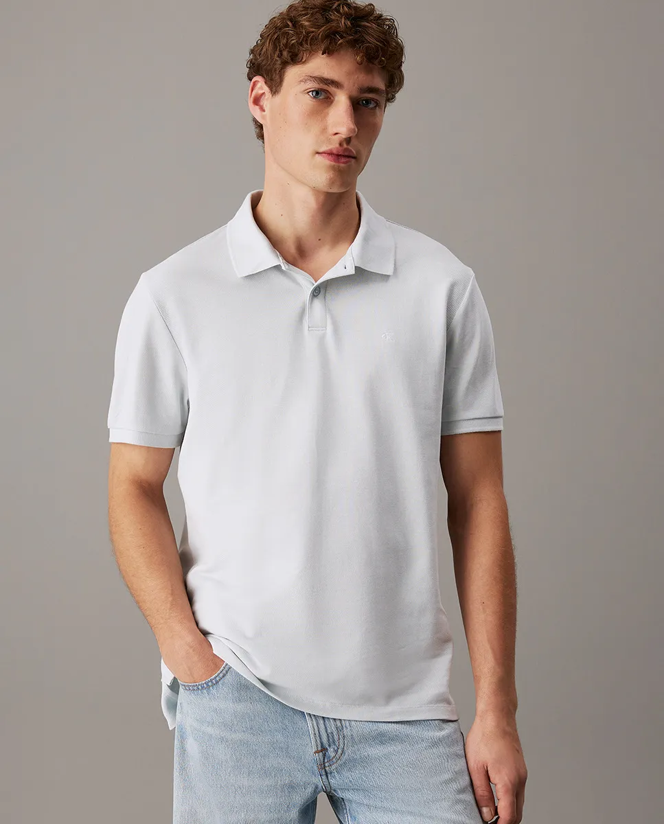 

Мужская рубашка поло с коротким рукавом и логотипом Calvin Klein Jeans, голубой