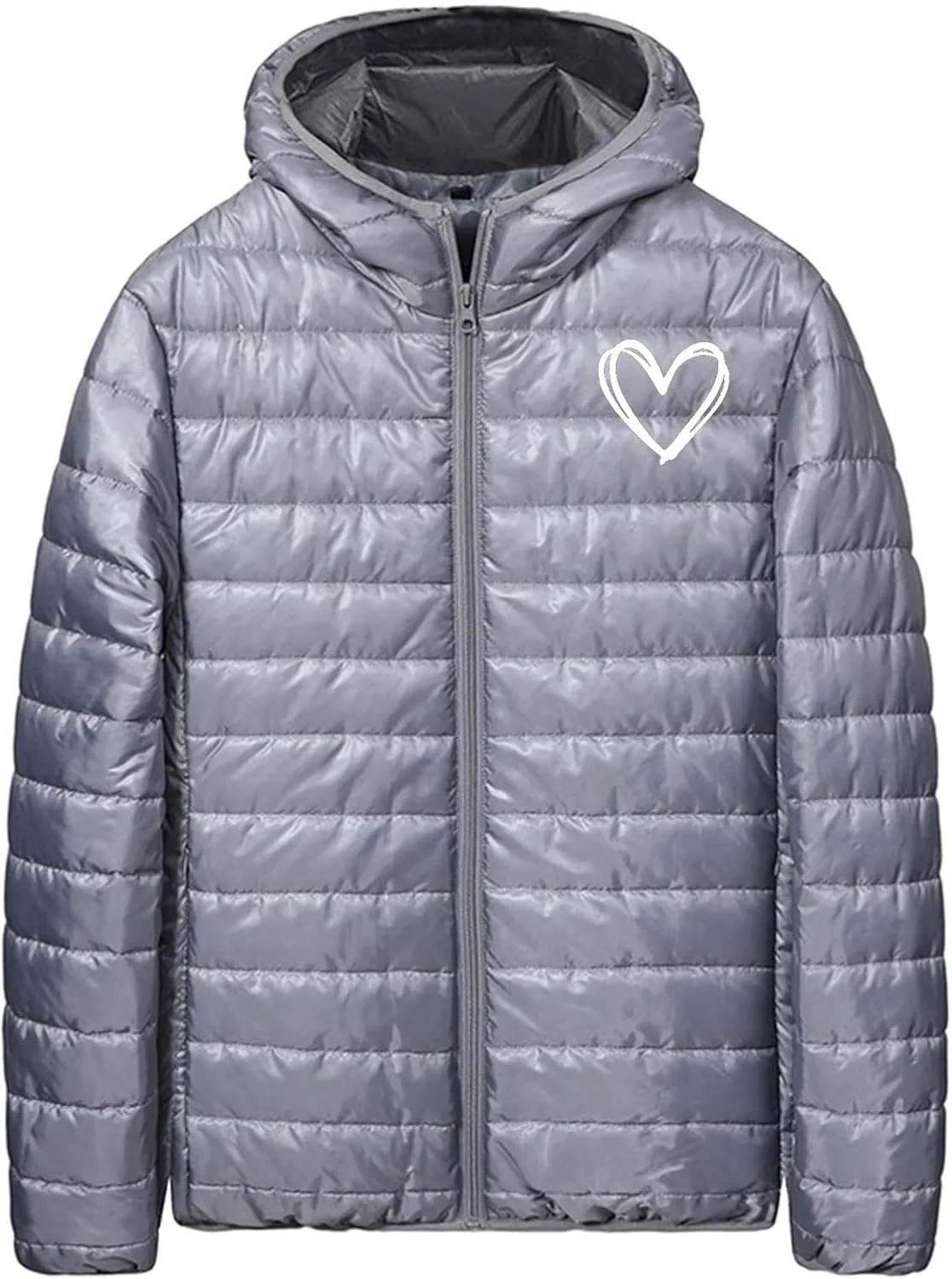 Мужские легкие стеганые пуховые куртки с капюшоном, складывающиеся на молнию, теплые пуховые куртки-«пузыри», верхняя одежда Generic, серый