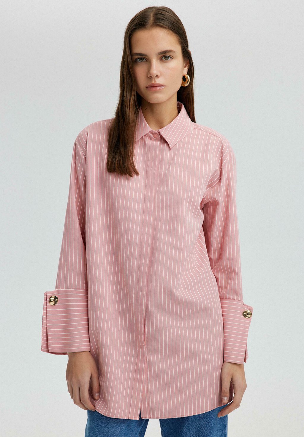 

Блузка на пуговицах STRIPED WITH WIDE CUFF Touché Privé, розовый
