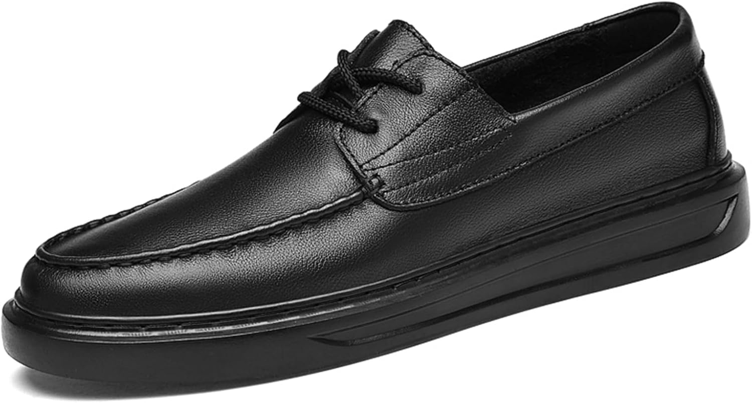 

Мужские повседневные туфли из натуральной кожи, кроссовки для мужчин, удобные мягкие обувь для скейтборда, ходьбы и вождения Abborora, черный