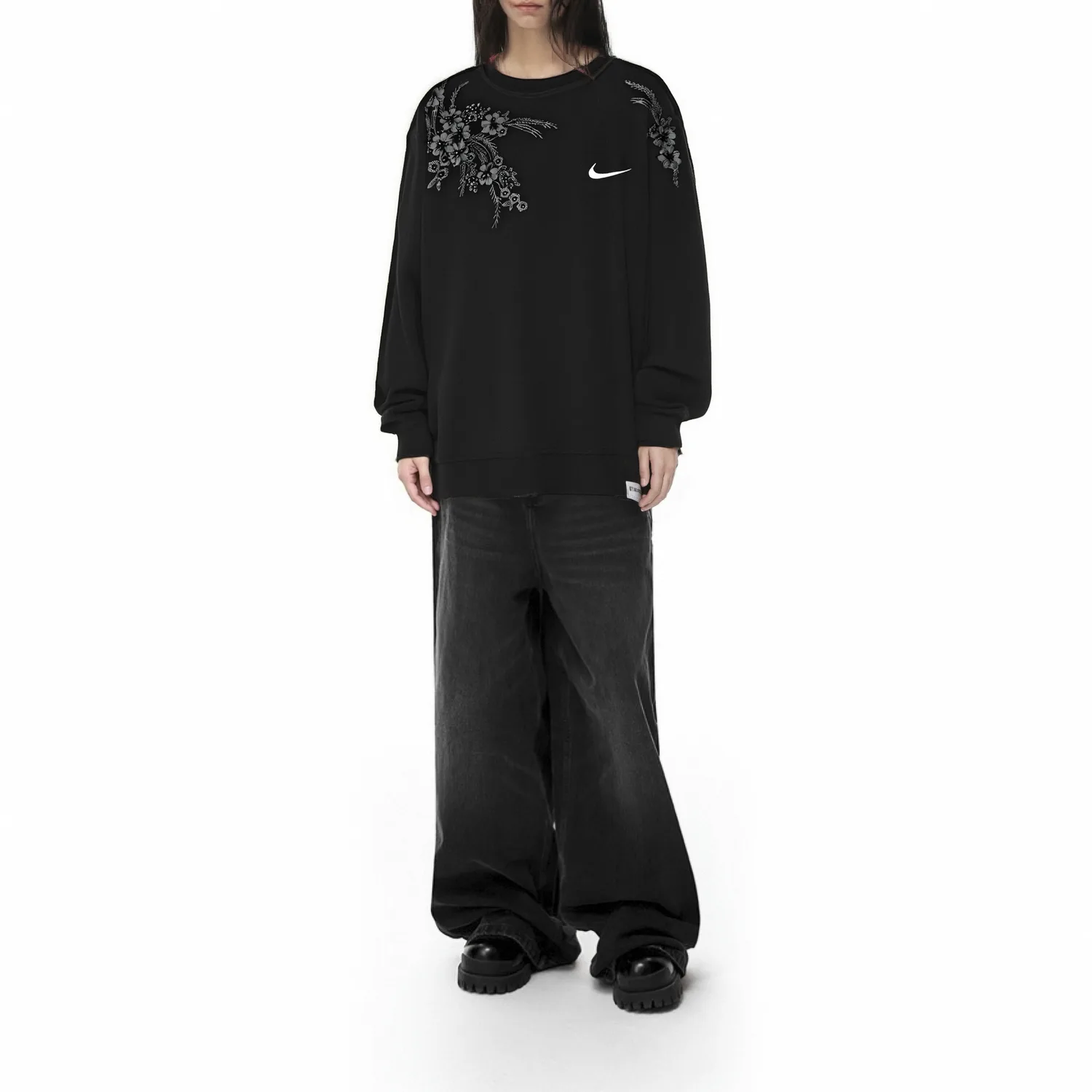 Nike Свитшот Unisex Black Crew Neck Moderate Regular — фото 4