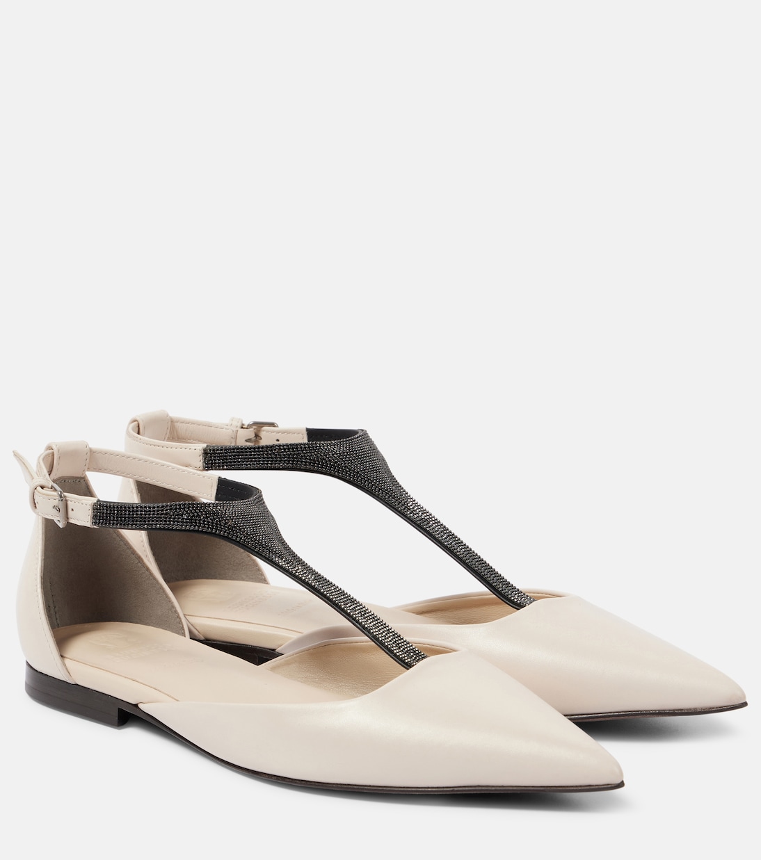 Кожаные балетки Monili Brunello Cucinelli, Oat