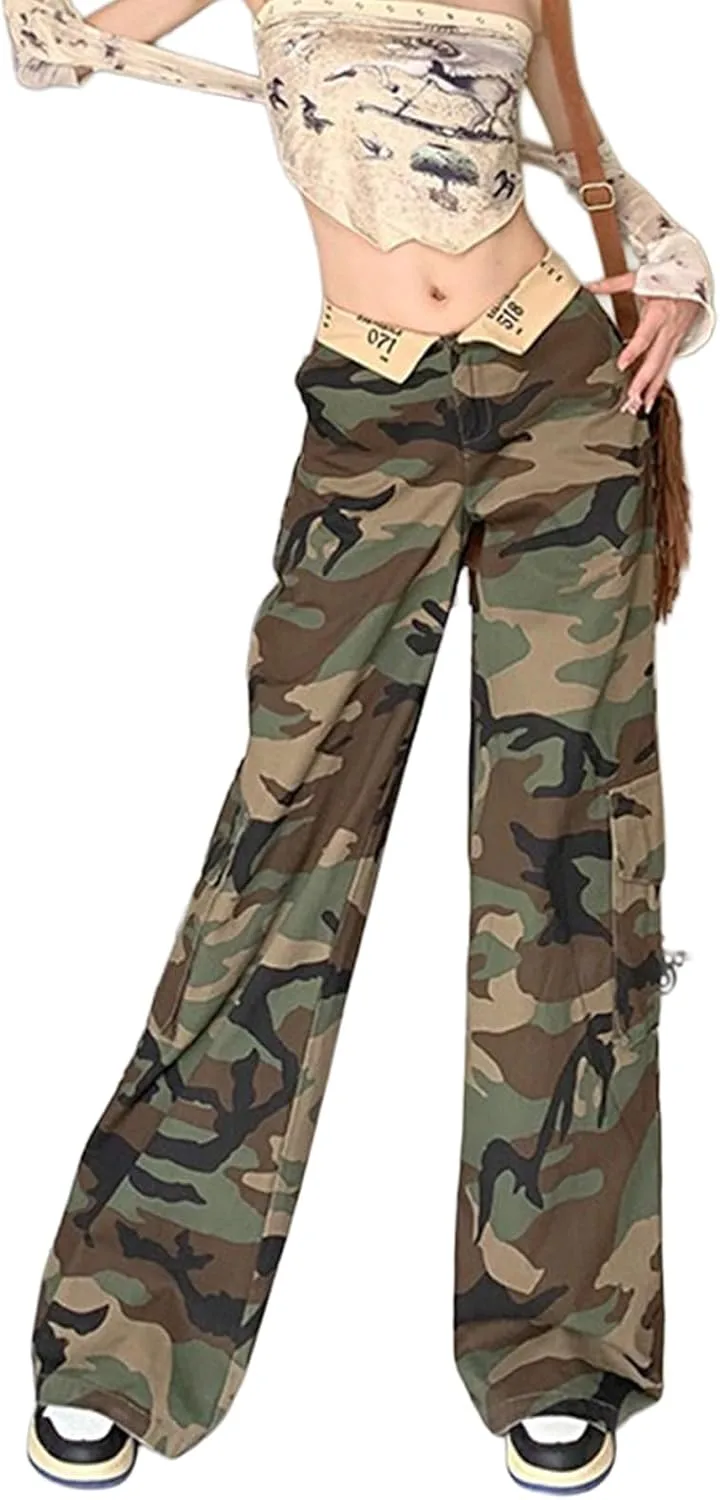 

Складные штаны Camo Y2K Vintage с боковыми карманами