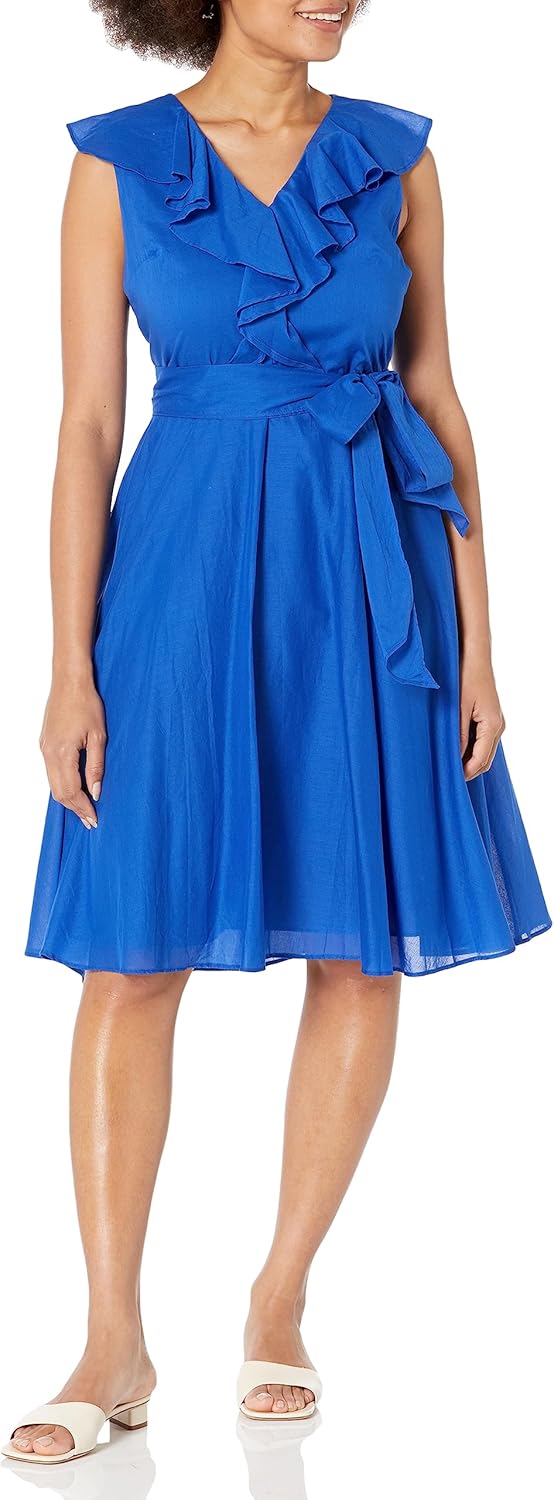 

Женское платье Calvin Klein из цельного хлопка А-силуэта с поясом, Regatta