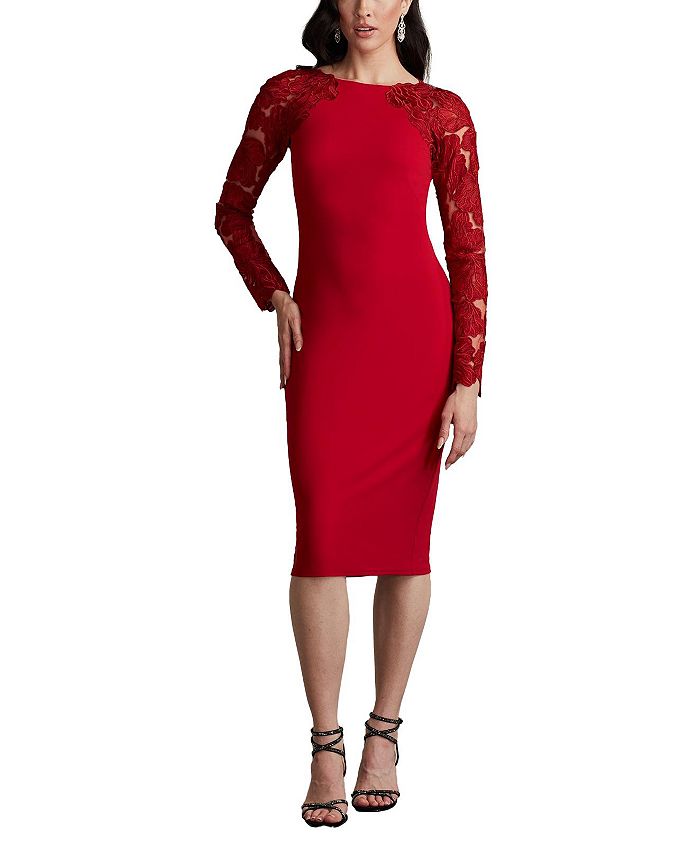 

Коктейльное платье Emille с вышивкой Illusion Tadashi Shoji, красный