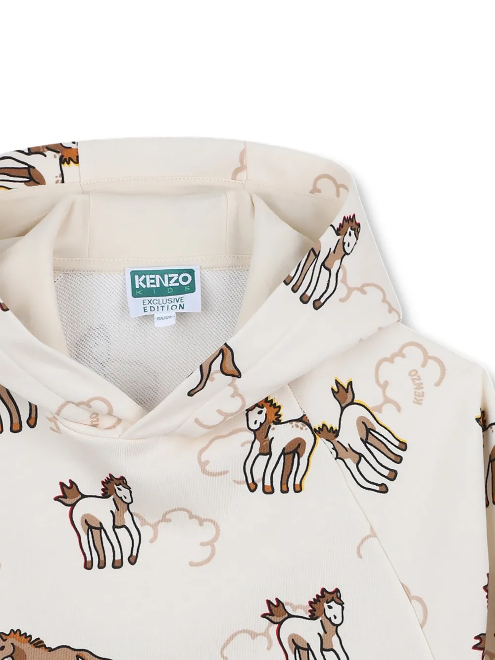 Худи с узором Kenzo Kids, бежевый — фото 3