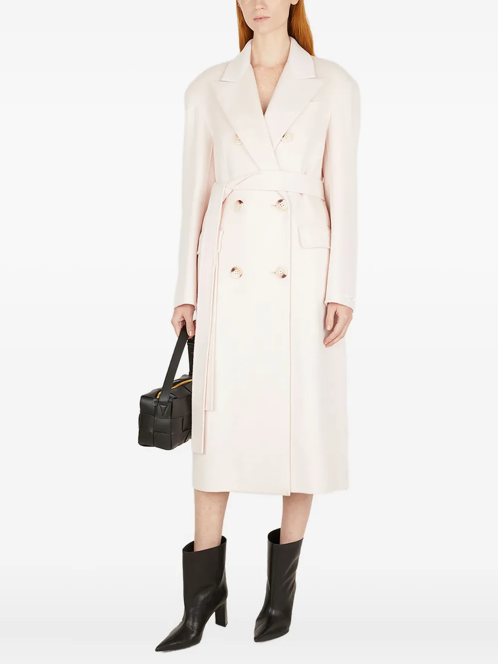

Двубортное пальто с поясом SPORTMAX, нейтральный