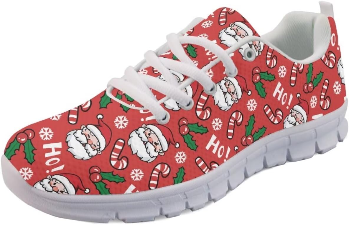 

Кроссовки Forchrinse для женщин и мужчин, повседневные, с шнуровкой, для бега и тенниса, обувь для праздников и вечеринок, Santa Claus Print